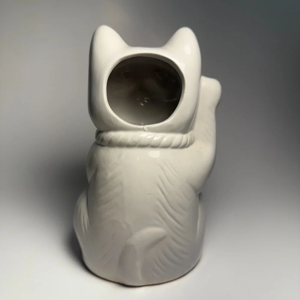 Vintage Benihana Maneki Neko Ceramic Lucky Cat Tiki Cup Planter‎ 6.5